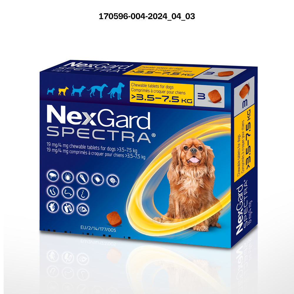 NEXGARD SPECTRAⓇ 19 mg / 4 mg comprimés à croquer pour chiens > 3,5 – 7,5 kg