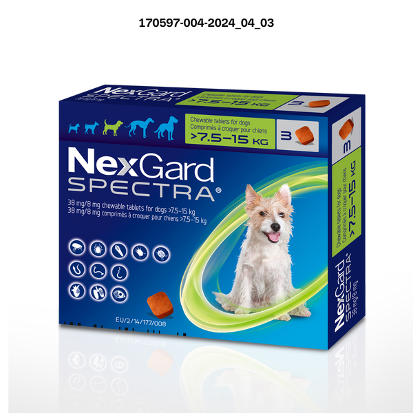 NEXGARD SPECTRAⓇ 38 mg / 8 mg comprimés à croquer pour chiens > 7,5 – 15 kg