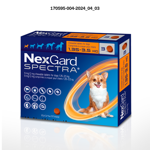 NEXGARD SPECTRAⓇ 9 mg / 2 mg comprimés à croquer pour chiens 1,35 – 3,5 kg