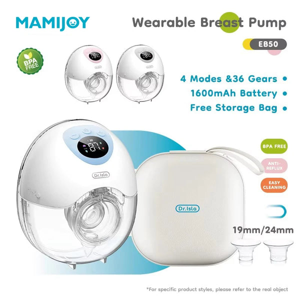 MAMIJOY tire-lait électrique portable 4 Modes 36 niveaux d'aspiration tire-lait mains libres collecteur de lait avec bride 19/24mm EB50