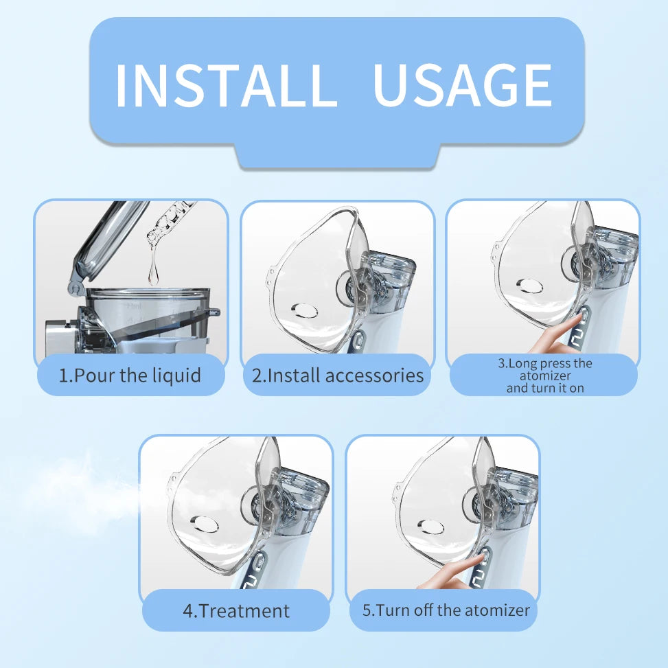 AiQUE nébuliseur médical en maille Rechargeable inhalateur portable dispositif de vapeur Mobile atomiseur portatif silencieux vapeur adulte enfant