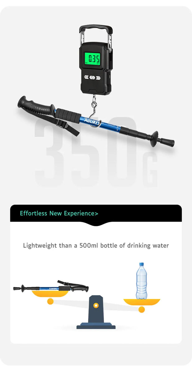 AOLIKES bâton télescopique en alliage d'aluminium bâtons De randonnée bâton De Trekking bâton De marche ultraléger absorbeur canne De marche