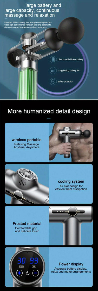 Pistolet de Massage musculaire professionnel à 99 vitesses, masseur pour le cou et le dos, Instrument de Massage, équipement de Fitness, livraison directe