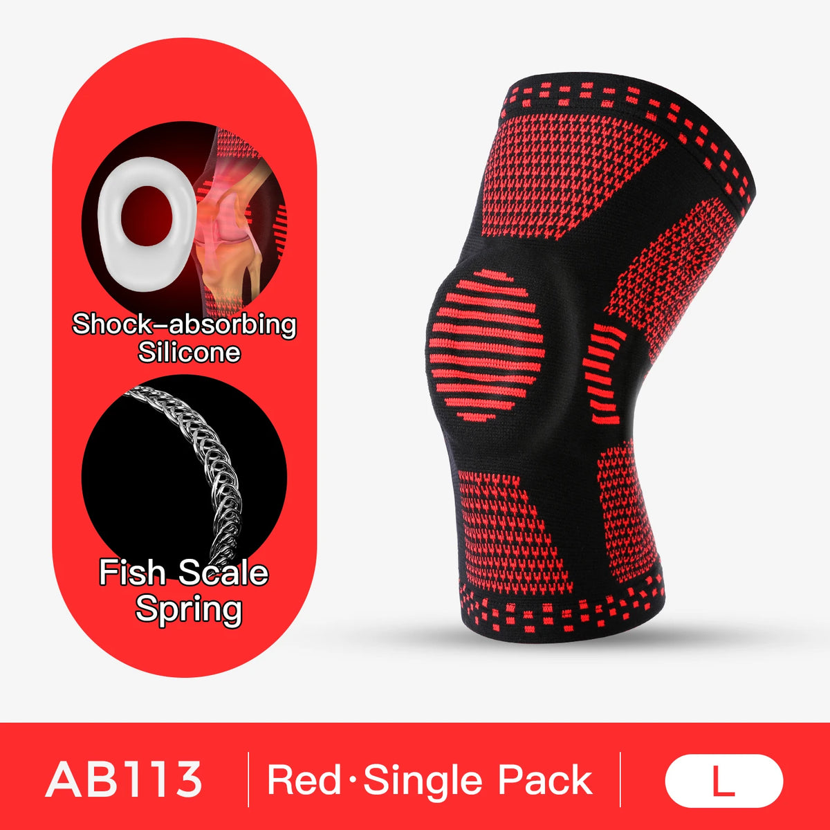 1 pièces Silicone ressort soutien complet du genou rotule soutien médiale forte Protection de Compression du ménisque pour hommes femmes course Sport