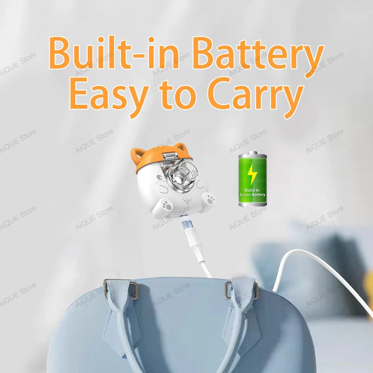 AiQUE Mini nébuliseur médical nébuliseurs portables atomiseurs à ultrasons Portable muet inhalateur d'asthme pour adultes enfant