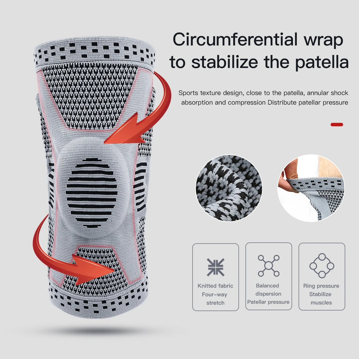 1 pièces Silicone ressort soutien complet du genou rotule soutien médiale forte Protection de Compression du ménisque pour hommes femmes course Sport