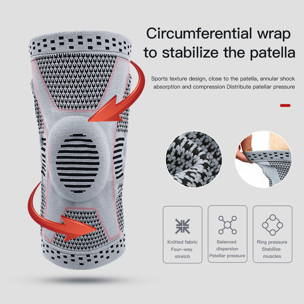 1 pièces Silicone ressort soutien complet du genou rotule soutien médiale forte Protection de Compression du ménisque pour hommes femmes course Sport