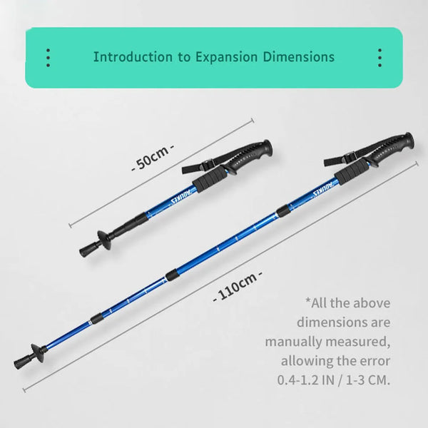 AOLIKES bâton télescopique en alliage d'aluminium bâtons De randonnée bâton De Trekking bâton De marche ultraléger absorbeur canne De marche