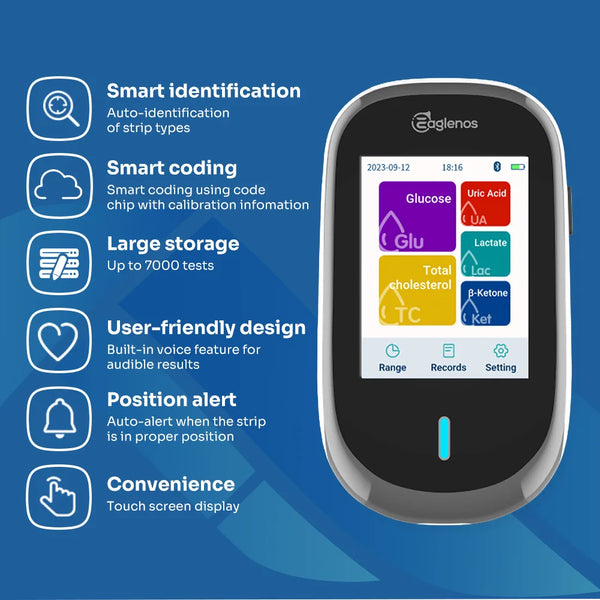 5 en 1 EN601 mètre remplacer la cétone et la glycémie acide uricique bande de Test de cholestérol Total, l'analyseur non inclus
