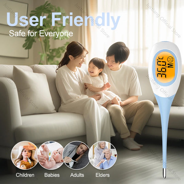 AiQUE Thermomètre 8 secondes rapide numérique fièvre mesure 3 couleurs rétro-éclairé qualité médicale LCD 4 chiffres 0.1 ℃   Précision bébé enfant