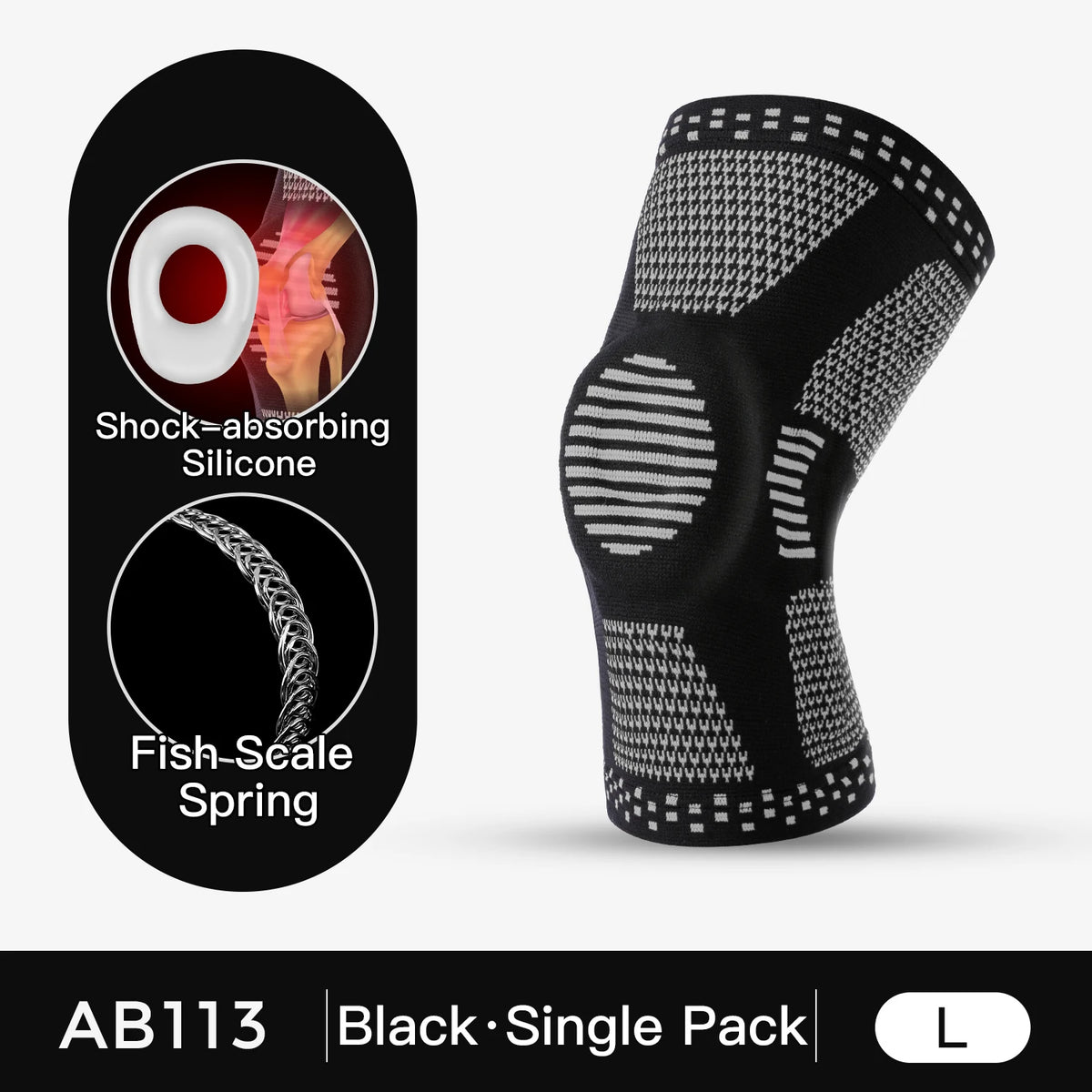 1 pièces Silicone ressort soutien complet du genou rotule soutien médiale forte Protection de Compression du ménisque pour hommes femmes course Sport