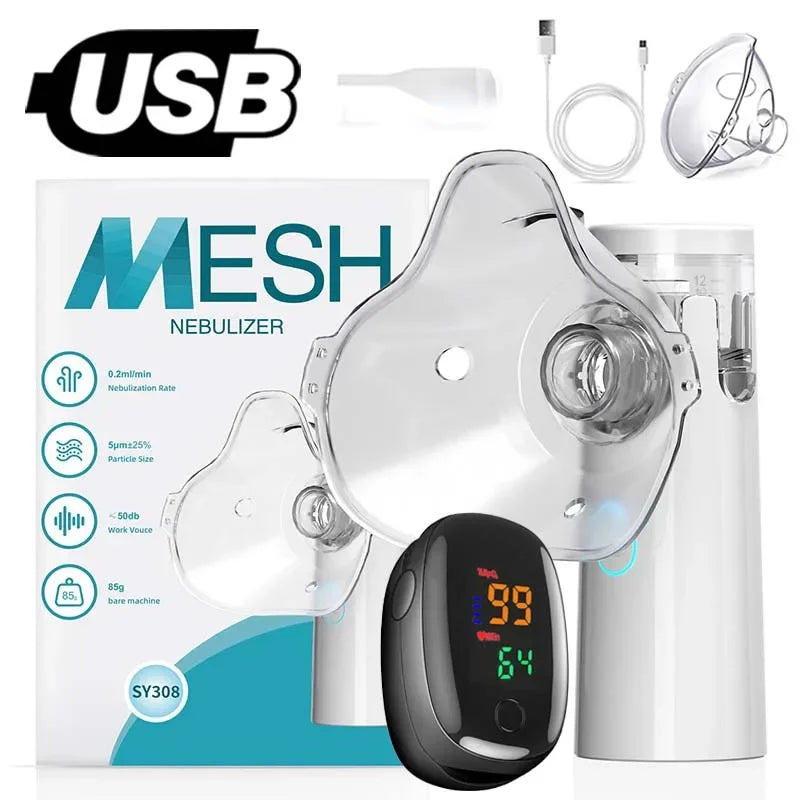 Nébuliseur portable à mailles silencieuses, humidificateur médical, déterminer l'inhalateur d'asthme, atomiseur, oxymètre de soins de santé pour enfants, mini