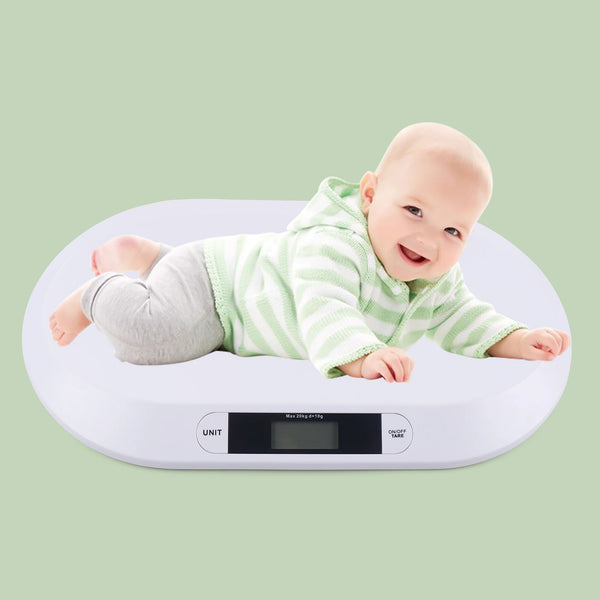 Balance numérique pour bébé 44LBS, avec règle à serviettes, fonction Tare, jauge de contrainte, balance pour bébé, indicateur de surcharge, 3 unités LCD kg/lb/st