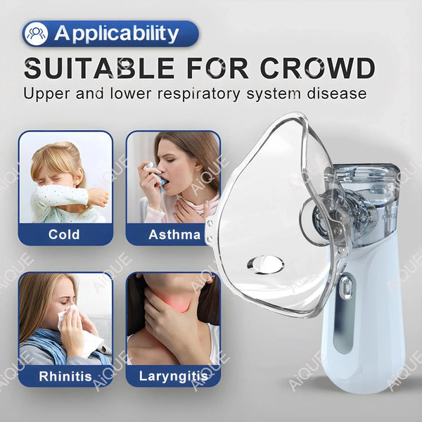 AiQUE nébuliseur médical en maille Rechargeable inhalateur portable dispositif de vapeur Mobile atomiseur portatif silencieux vapeur adulte enfant