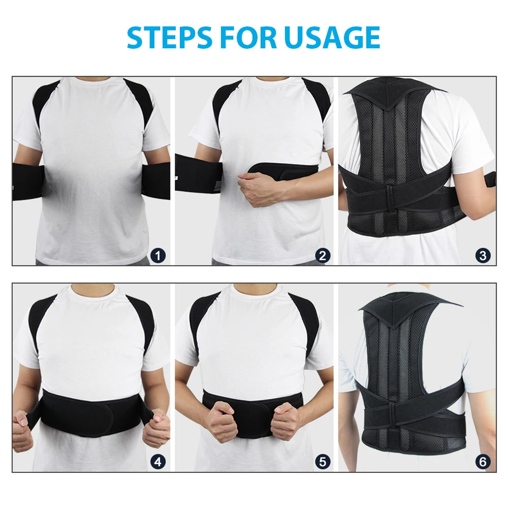 Attelle dorsale réglable pour hommes et femmes, ceinture de soutien lombaire dorsal, soutien de posture initié pour améliorer la scoliose