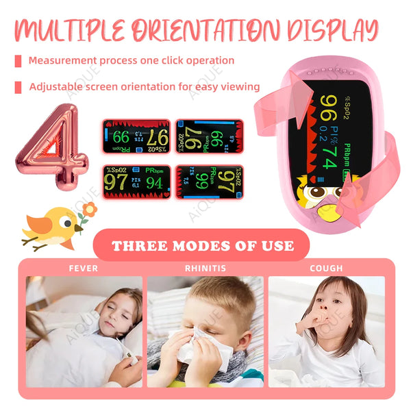 AiQUE dessin animé doigt oxymètre de pouls hibou Rechargeable infantile sang oxygène saturation mètre adulte enfant enfants Oximetro SPO2 TFT