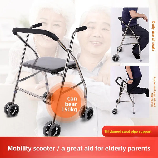 Le marcheur pour personnes âgées marche assistée béquilles de marche pour personnes âgées siège d'entraînement à domicile pliable