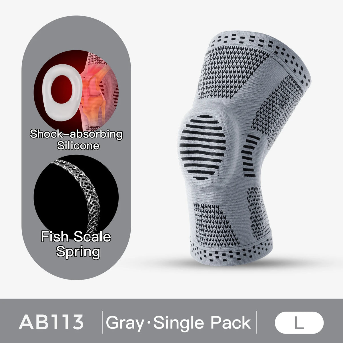 1 pièces Silicone ressort soutien complet du genou rotule soutien médiale forte Protection de Compression du ménisque pour hommes femmes course Sport