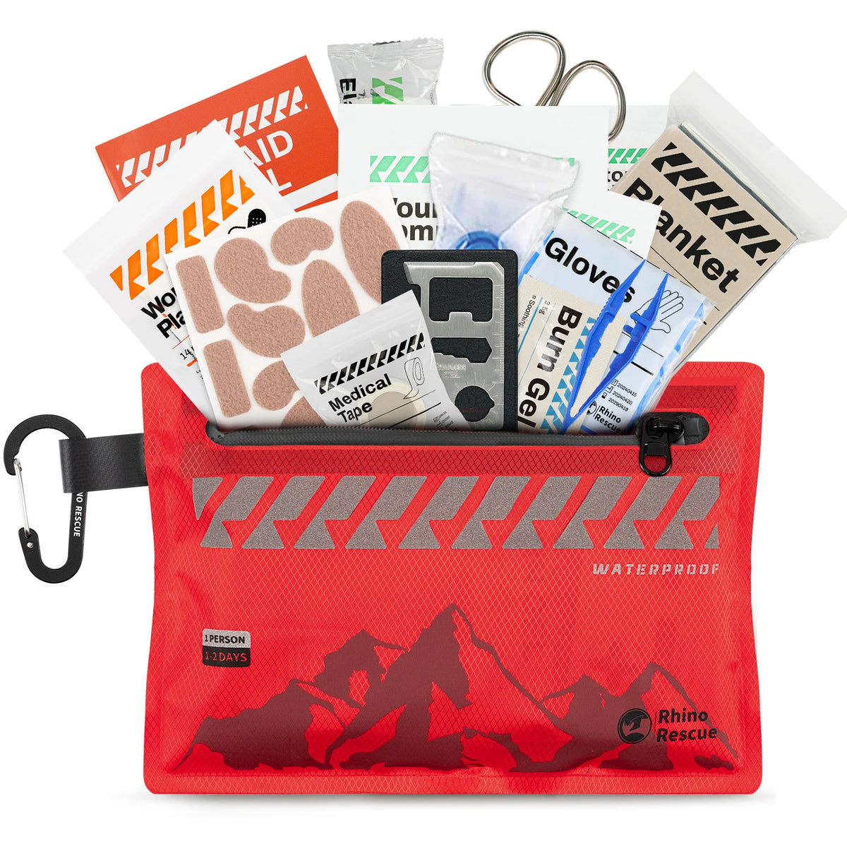 Rhino Rescue Petit trousse de premiers secours – Kit médical ultraléger et étanche pour randonnée, sac à dos, cyclisme, véhicules de voyage