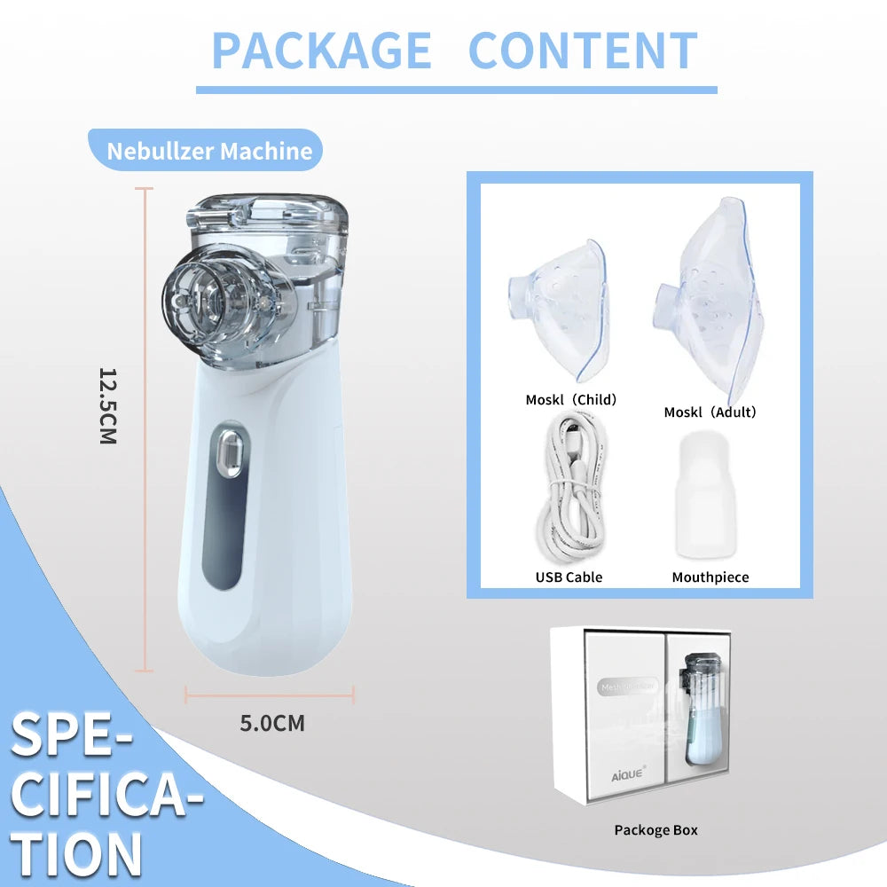 AiQUE nébuliseur médical en maille Rechargeable inhalateur portable dispositif de vapeur Mobile atomiseur portatif silencieux vapeur adulte enfant