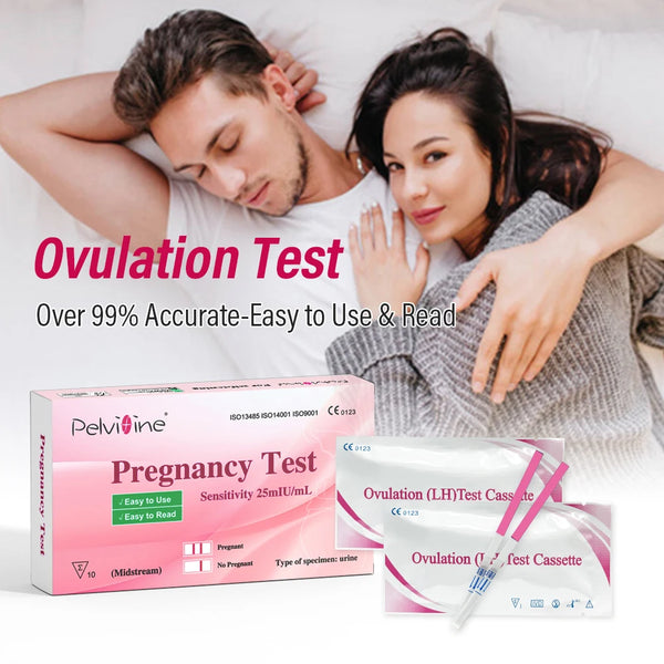 Kit de bandelettes de test d'ovulation et de grossesse Pelvifine : 25 bandelettes d'ovulation et 5 bâtons de test de grossesse - Traqueur précis de fertilité