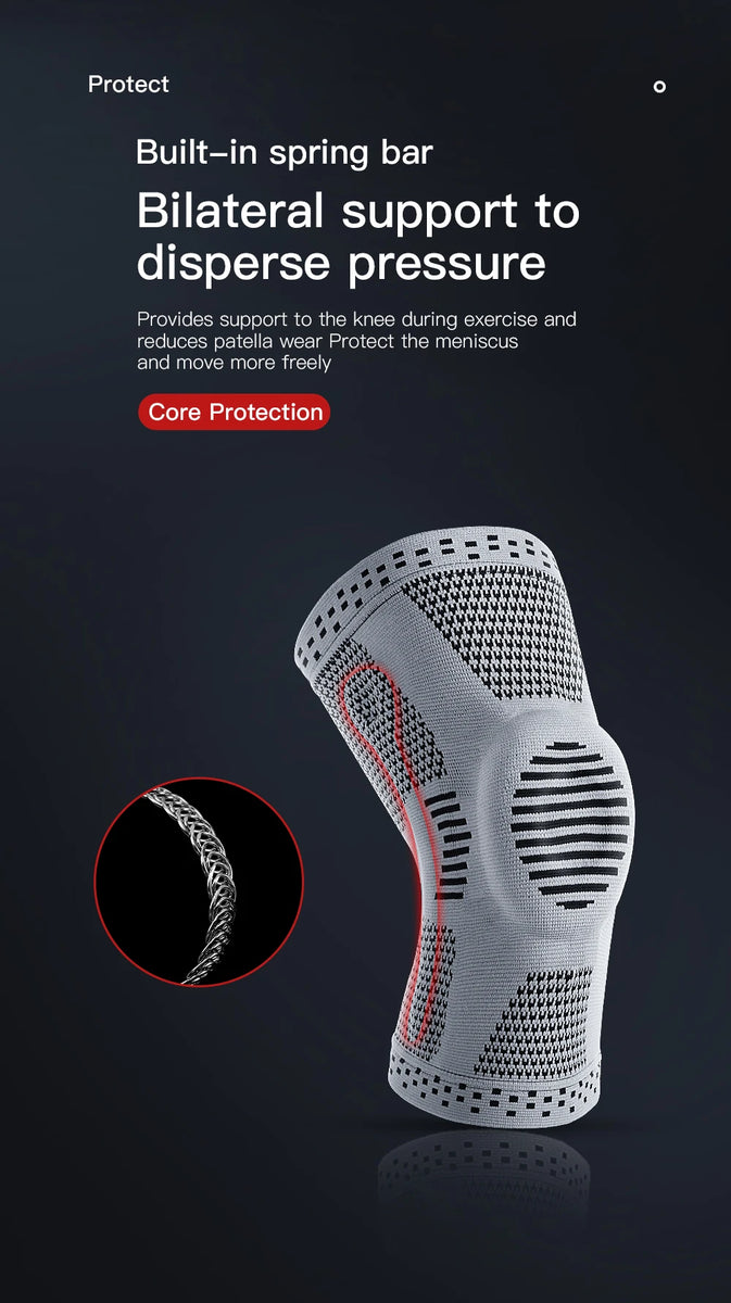 1 pièces Silicone ressort soutien complet du genou rotule soutien médiale forte Protection de Compression du ménisque pour hommes femmes course Sport