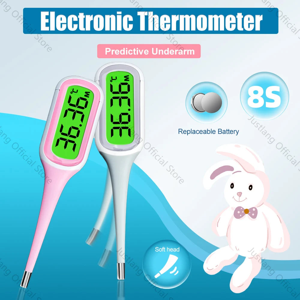 AiQUE Thermomètre 8 secondes rapide numérique fièvre mesure 3 couleurs rétro-éclairé qualité médicale LCD 4 chiffres 0.1 ℃   Précision bébé enfant