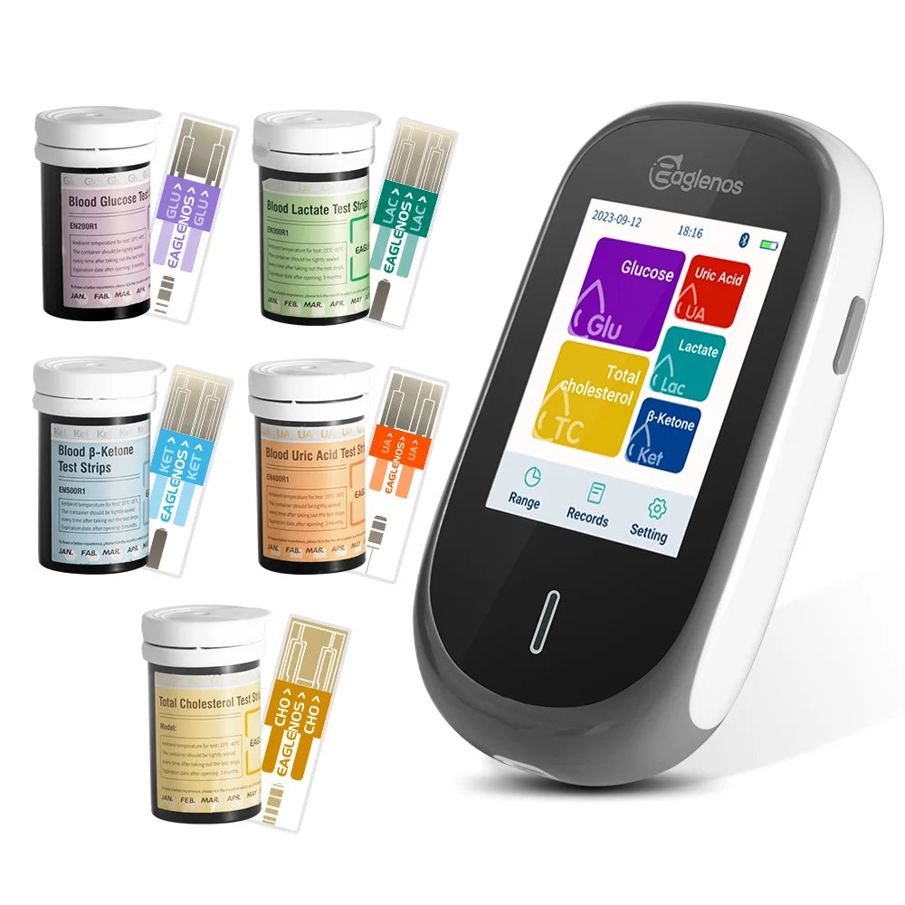 5 en 1 EN601 mètre remplacer la cétone et la glycémie acide uricique bande de Test de cholestérol Total, l'analyseur non inclus