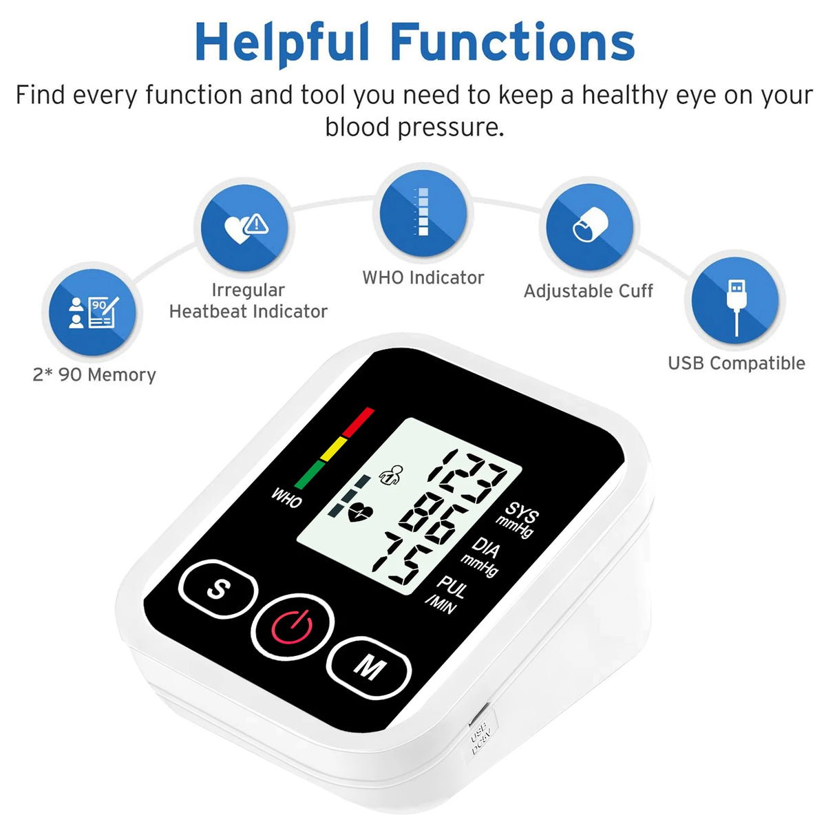 Tensiomètre à bras LCD, capteur de pression