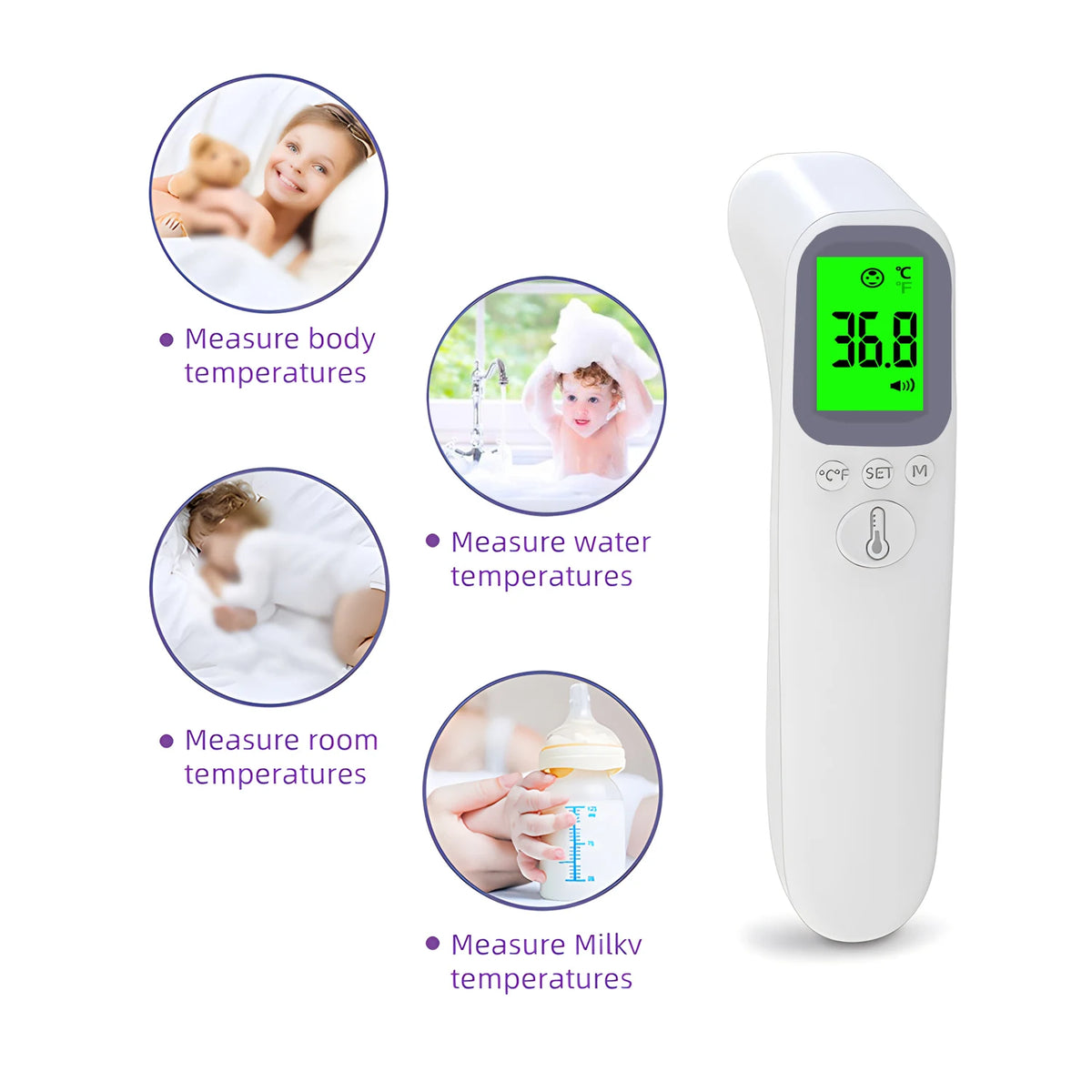 Thermomètre Laser numérique intelligent sans contact, infrarouge médical pour le front et la maison, LCD, rappel de fièvre pour bébé et adulte, corps infantile