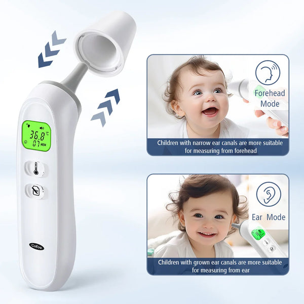 Cofoe thermomètre de fièvre infrarouge médical ménage numérique LCD infantile adulte sans contact température corporelle thermomètre d'oreille