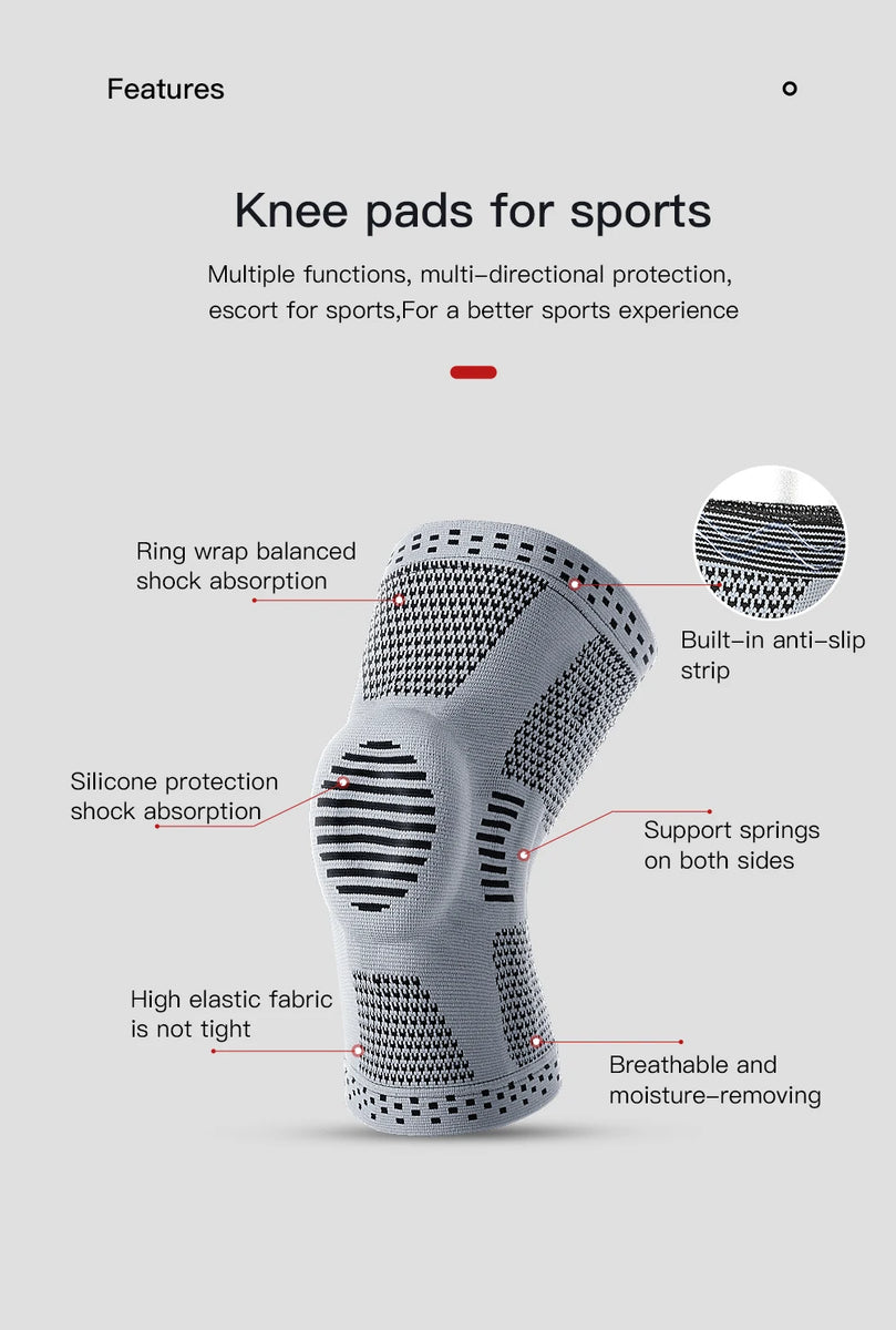 1 pièces Silicone ressort soutien complet du genou rotule soutien médiale forte Protection de Compression du ménisque pour hommes femmes course Sport