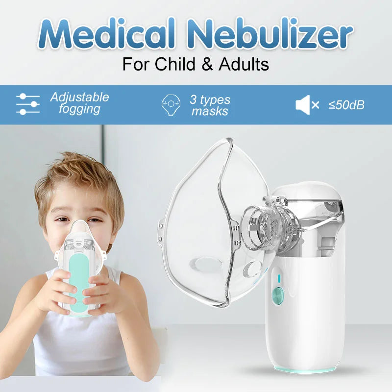 AiQUE Mini maille nébuliseur Portable Hoseheld médical silencieux inhalateur ultrasonique dispositif de vapeur Mobile nez qui coule pour enfant adulte