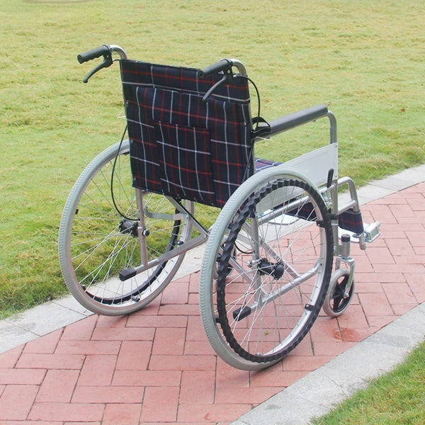 Fauteuil roulant manuel pliable, chaise légère avec cadre en acier au carbone pour personnes âgées, coussin respirant, facile à transporter, charge de 100 kg