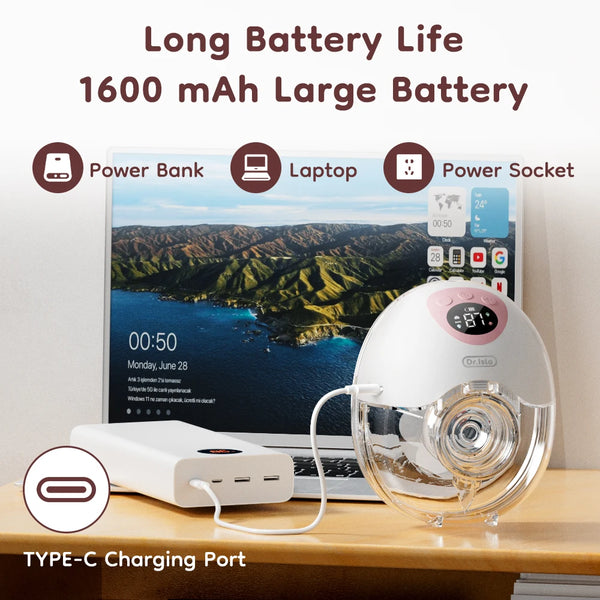 MAMIJOY tire-lait électrique portable 4 Modes 36 niveaux d'aspiration tire-lait mains libres collecteur de lait avec bride 19/24mm EB50