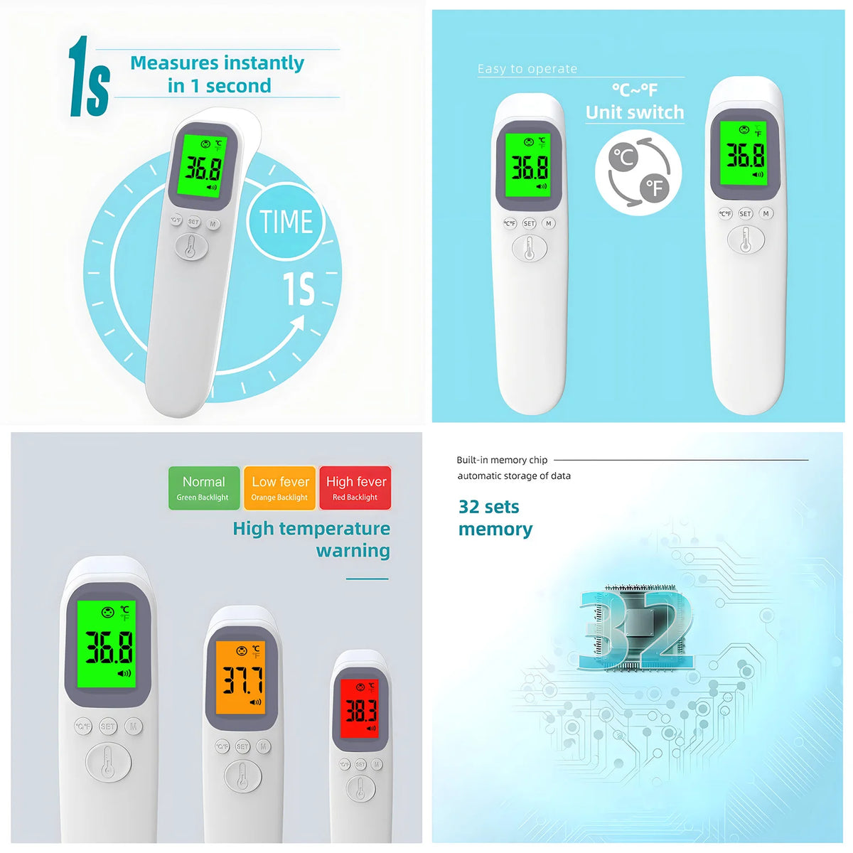 Thermomètre Laser numérique intelligent sans contact, infrarouge médical pour le front et la maison, LCD, rappel de fièvre pour bébé et adulte, corps infantile