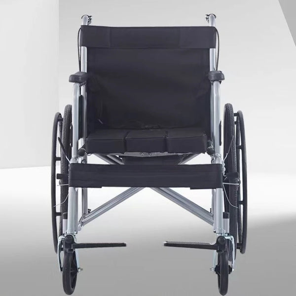 Fauteuil roulant pliable léger, siège souple, chaise de mobilité manuelle, système de freinage à quatre roues, tissu respirant, cadre en acier