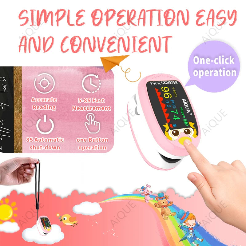 AiQUE dessin animé doigt oxymètre de pouls hibou Rechargeable infantile sang oxygène saturation mètre adulte enfant enfants Oximetro SPO2 TFT