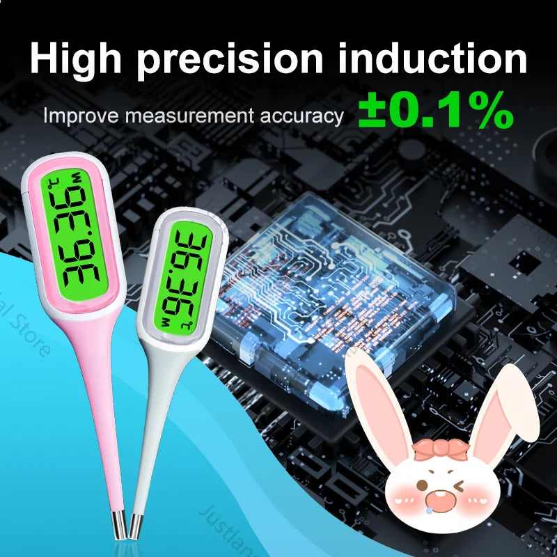 AiQUE Thermomètre 8 secondes rapide numérique fièvre mesure 3 couleurs rétro-éclairé qualité médicale LCD 4 chiffres 0.1 ℃   Précision bébé enfant