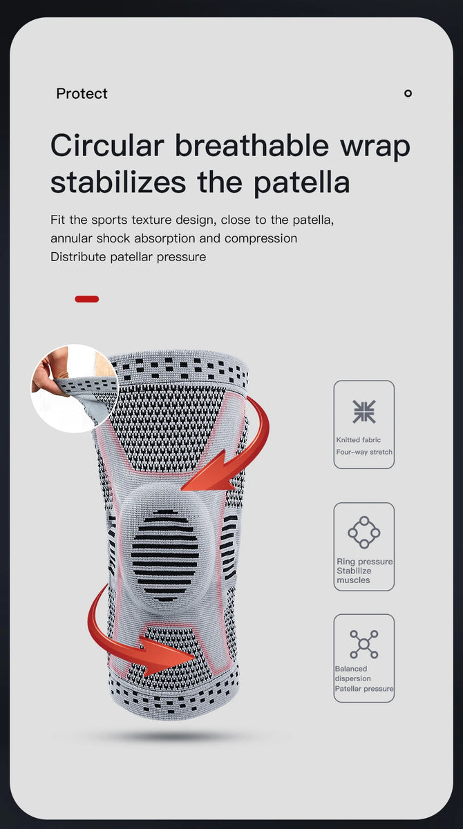 1 pièces Silicone ressort soutien complet du genou rotule soutien médiale forte Protection de Compression du ménisque pour hommes femmes course Sport