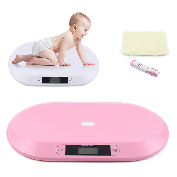 Balance électronique numérique pour animaux de compagnie, 20kg, pour nourrissons, vétérinaires, traqueur de poids pédiatrique, blanc et rose