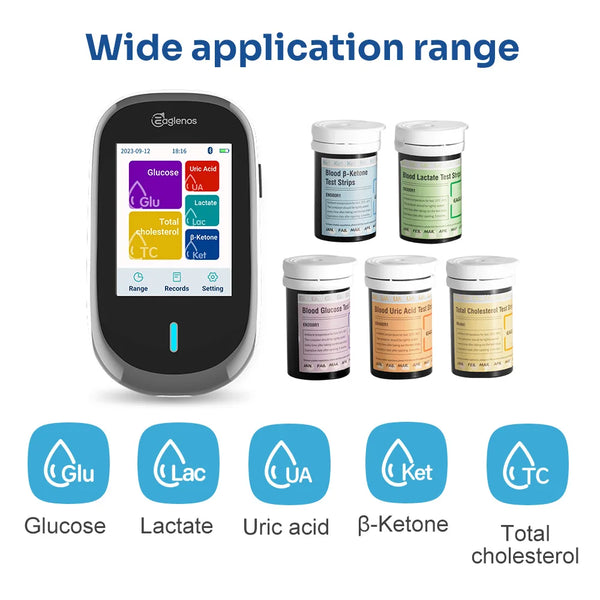 5 en 1 EN601 mètre remplacer la cétone et la glycémie acide uricique bande de Test de cholestérol Total, l'analyseur non inclus
