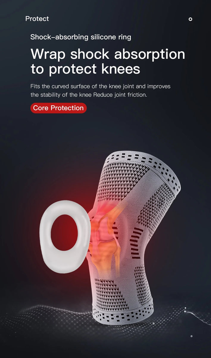 1 pièces Silicone ressort soutien complet du genou rotule soutien médiale forte Protection de Compression du ménisque pour hommes femmes course Sport