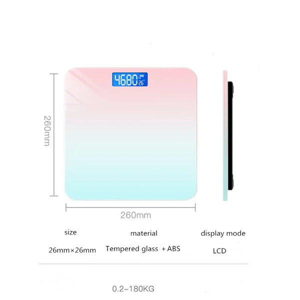 Balance électronique intelligente LED de couleur dégradée, affichage numérique, Balance de poids en verre, corps électronique pour le poids