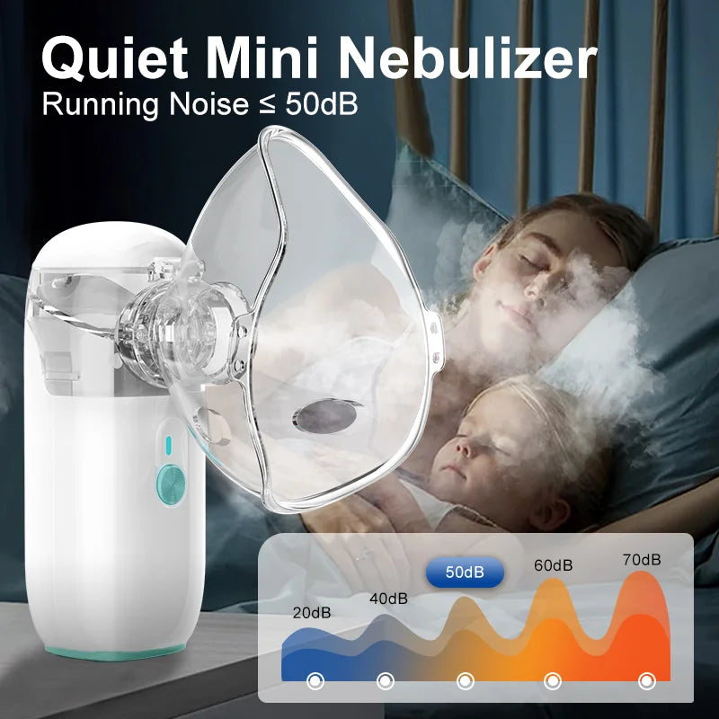 AiQUE Mini maille nébuliseur Portable Hoseheld médical silencieux inhalateur ultrasonique dispositif de vapeur Mobile nez qui coule pour enfant adulte