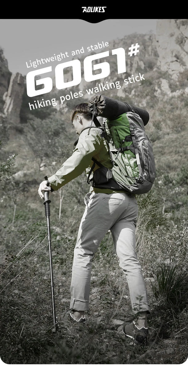 AOLIKES bâton télescopique en alliage d'aluminium bâtons De randonnée bâton De Trekking bâton De marche ultraléger absorbeur canne De marche
