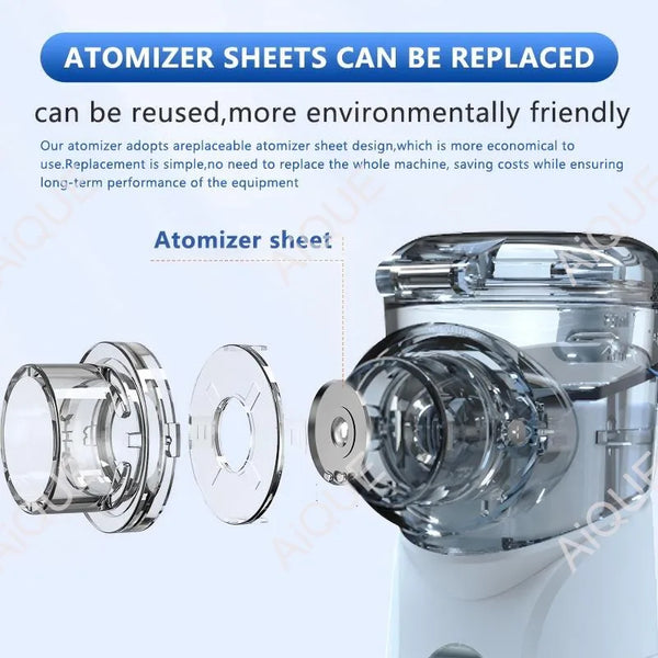 AiQUE nébuliseur médical en maille Rechargeable inhalateur portable dispositif de vapeur Mobile atomiseur portatif silencieux vapeur adulte enfant