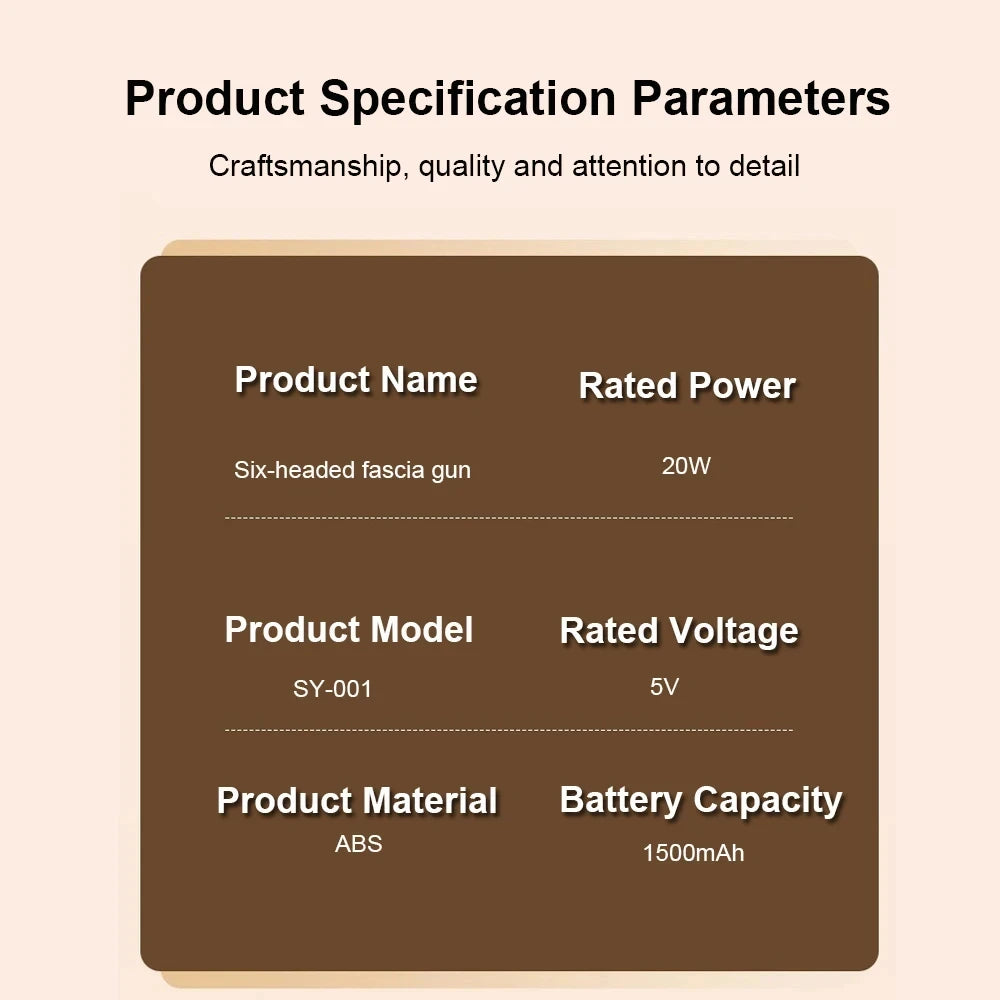 Pistolet de Massage à 6 têtes pour soulager les muscles, Percussion des tissus profonds pour le cou, la colonne cervicale, tout le corps