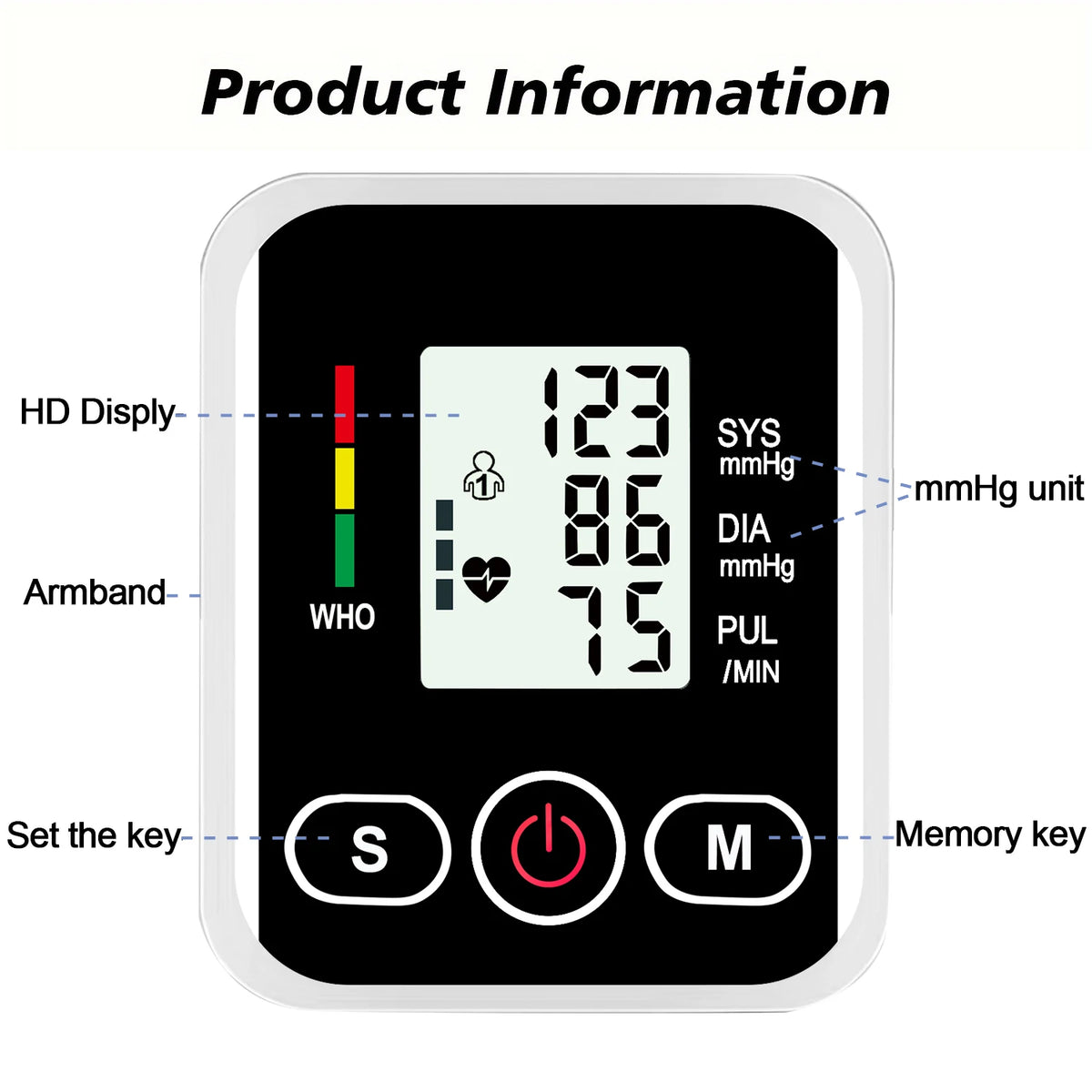Tensiomètre à bras LCD, capteur de pression