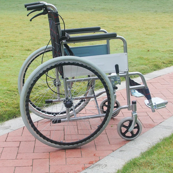 Fauteuil roulant manuel pliable, chaise légère avec cadre en acier au carbone pour personnes âgées, coussin respirant, facile à transporter, charge de 100 kg